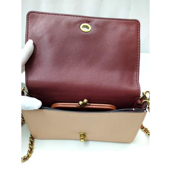 Coach Ladies Dinky Crystal Pink Leather Chain Strap Kisslock Crossbody Bag- NWT - Picture 8 of 13